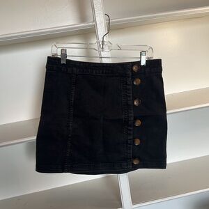 Free People Side Button Black Mini Skirt